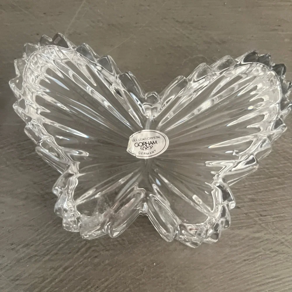 Gorham Lead Crystal Butterfly Trinket Dish